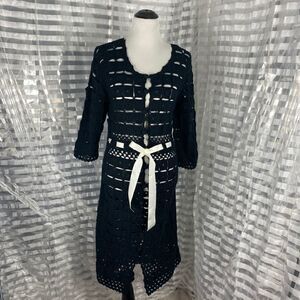Gaby & Eden Black Crochet Button Up Dress